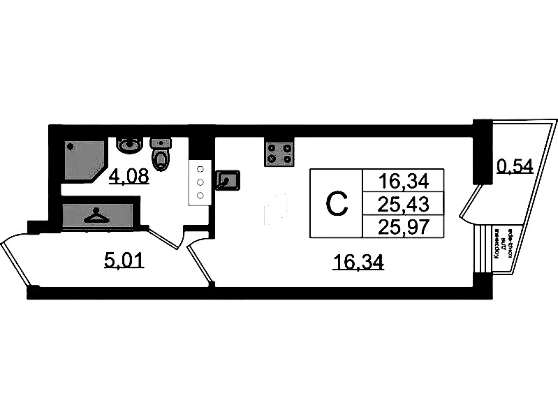 Квартира студия 25.97 м², 9/11 эт., ЖК «VEREN NORT Сертолово»